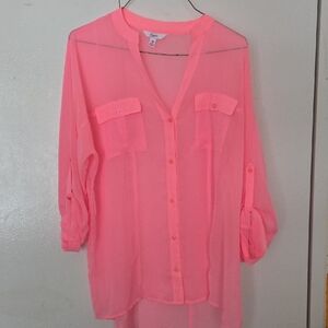 Candie's Neon Pink Sheer Blouse